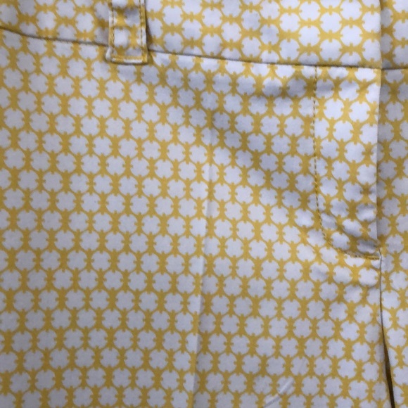 J. Crew City Fit Stretch Pant Yellow Print Sz. 8 - Picture 2 of 5
